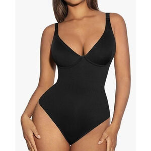 NEW FeelinGirl Shapewear Bodysuits Tummy Control Deep V Neck Body Shaper L